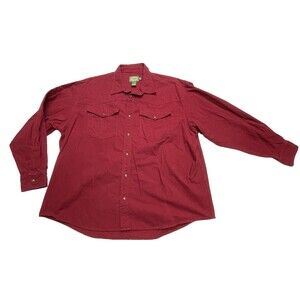 Cabela's Long Sleeve Shirt Snap Close Heavyweight Burgundy Red Men Size 2XL